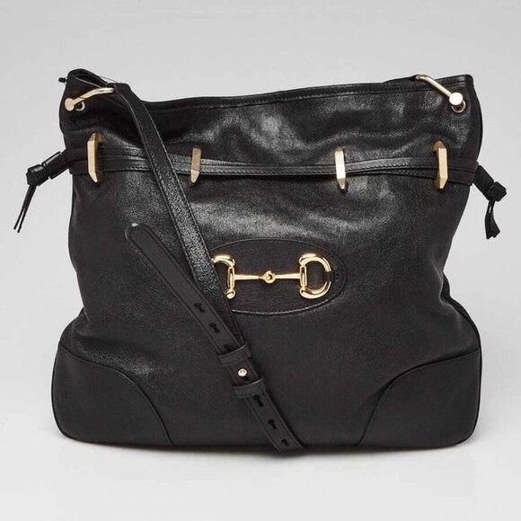 Gucci Black Calfskin Leather 1955 Horsebit Cinch Bag - Picture 1 of 10